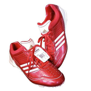 Adidas Cleat adizero Diamond Kin Metal Baseball Shoe Red White Mens Size 12 New